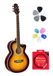 Neowood FLYMG, 39 Inches Wood Acoustic Guitar With Touch Pickup, Bag, Plectrums, Finger Protectors String Set Glossy Finish (Sunburst)