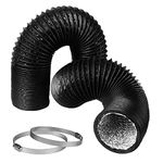 Dryer Vent Hose, Allvent 3 Inch Air Duct 9.84 FT Long Flexible PVC+Aluminum Foil 4-Layer Ducting for Grow Tent Kitchen Portable Air Conditioner HVAC (Black)