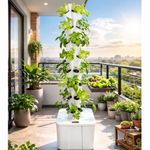 Green warrior 40 Planter Aeroponics Tower with 60 Lit Rectangular Tank with Accessories, Netpots, Cocodiscs, Seeds, Nutrients, Tds Meter and Timer Switch