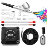 Oasser Airbrush Compressor Kit, Dual Action Airbrush Suit 36PSI, 0.2 0.3 0.5 mm Nozzle for Model, Tattoo, Makeup, Cake