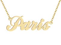 18k Gold Plated Paris Name Pendant Necklace Nameplate Necklaces Womens Stainless Steel Graduation Mother Jewelry