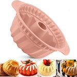 LANYOTA Cake Mould Silicone Baking Pan, 24cm 9.5'' Fluted Tube Cake Pan Ring Cake Tin for Baking, Round Baking Tin with Handle Grips, Non-Stick Coating for Chiffon Cake Cheesecake Gugelhupf (Pink)