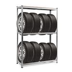 GiantexUK 3-Tier Tyre Racking, 8 Tyres Heavy Duty Garage Shelving Unit with Adjustable Shelves & Non-Slip Foot Pads, Industrial Tire Storage Rack for Warehouse Workshop, Load Capacity 795kg