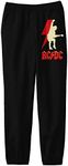 AC/DC Angus Young Red Silhouette Youth Black Graphic Sweatpants-Medium