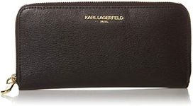 Karl Lagerfeld Paris Women's Zip Continental Wallet, BLK/Gold, One Size