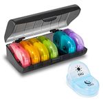 Fullicon Pill Box 2 Times A Day, Travel 7 Day , Weekly Medicine Organiser with Large Compartments to Hold Medication, Vitamin, Supplement, Tablet and Fish Oil Supplements (Rainbow)