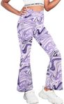 Zaclotre Girls Flare Leggings High Waisted V Crossover Casual Yoga Bell Bottoms with Pockets Pants for Kid