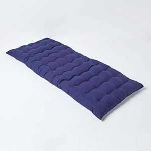 HOMESCAPES Matelas de Sol capitonné ou Coussin pour Banc de Jardin 2 Places, Banquette et Chaise Longue, en Coton 108 x 42 x 5 cm, Bleu Marine