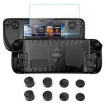 DLseego Steam Deck TPU Protective Case Soft Shock Absorption Shell Scratch Resistant Cover with 8PCS Anti-Slip Thumb Grips and 1PC Tempered Glass Screen Protector - Black