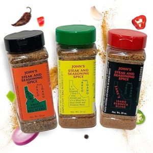 John’s Original Steak & Seasoning Spice – Gluten-Free, MSG-Free, Idaho-Made – Perfect for Steaks, Pork Chops, Burgers, Chicken, Seafood, Potatoes & More, 20 oz