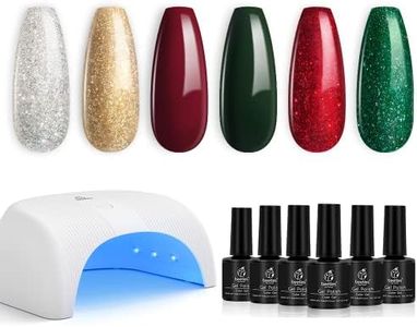 beetles Gel Polish with Curing Lamp 36W U V Nail Lamp, 6 Colors Christmas Glitter Gel Polish Set with Fast Drying Compact LED Nail Dryer