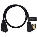 Poyiccot 8K HDMI Extension Cable, HDMI 2.1 Cable Left Angle 90 Degree 8K HDMI Male to Female HDMI 2.1 Cable 48Gbps High Speed 8K 60Hz, 4K 120Hz, 3D Ultra HDR HDMI Extension Cable 2feet(M/F Left)