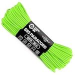 Atwood Rope MFG 550 Paracord 100 Feet 7-Strand Core Nylon Parachute Cord Outside Survival Gear Made in USA | Lanyards, Bracelets, Handle Wraps, Keychain (Neon Green)