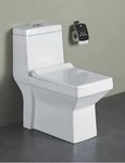 KrissKross Premium One Piece Ceramic Western Floor Mounted One Piece Water Closet Western Toilet/Commode/European Commode With Soft Close Seat Cover For Lavatory, Toilets (S-Trap Outlet Is From Floor)