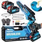 Mini Chainsaw - Brushless Motor 1000W, Electric Chainsaw Cordless 6 Inch with Auto Oiler-System, 8000mAh Battery, Knob Instantly Adjusts Chain Tightness, Small Chainsaw for Cut Wood, Tree Trimming