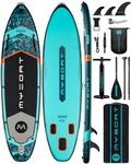 MYBOAT 11'6"×34"×6" Extra Wide Inflatable Paddle Board, Stand Up Paddle Board for Fishing, Sup Board with 3 Removable Fins, Dual Bungees, Camera Mount, Hand Pump, Strong Paddle, 5L Dry Bag, Leash