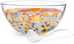 GUTE Glass Gallon Punch Bowl - Party Serveware for Cocktails, Functional Centerpiece, Mexican Design Confetti Bowls, Artisan Crafted Large, 4.1"x9.75", Dishwasher Safe, Ladel Not Included