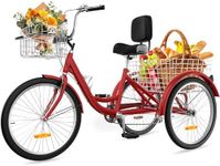 DWVO 24 26 Inch Adult Tricycle, Single Speed 7-Speed 3-Wheel Bike for Adults, Trike for Women Men with Detachable Front and Rear Baskets for Picnic Exercise Shopping