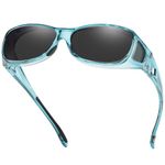 DUCO Wraparound Fitover Glasses Polarized Wear Over Sunglasses for Men Women UV Protection Sun Glasses Driving 8953 (M Size Clear Blue Grey)