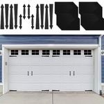 Chapou 44 Pcs Garage Door Magnetic Decorative Hardware Kit 8 Pcs Faux Magnetic Hinges 4 Pcs Handles 32 Pcs 6.125 x 4'' Fake Easy Installation Windows Panels for Garage Door Panes Decorations, Black