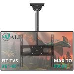 WALI Ceiling TV Mount for 26-65 inch, Full Motion Ceiling TV Bracket Fits Most LED, LCD, OLED 4K Flat Screen TVs, up to 45 kg, Mounting Holes 400x400mm (CM2665-P), Black