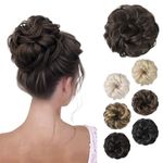 REECHO Messy Bun Hair Piece, Thick Tousled Updo Elastic Hair Bun Hair Piece for Women Synthetic Ponytail Extensions Messy Hair Bun Donut Hair Accessories Hair Scrunchies - Dark Brown