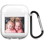 Custom Photo Case for Apple AirPods 1&2 Generation, DIY Soft TPU Protective Cover with Your Image & Text, Personalized Gift Case with Keychain (Clear)