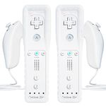 2 Sets Remote Controller for Wii, TechKen Replacement Remote Built-in Motion Plus Controller and Nunchuck (2 White)