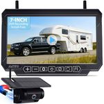 RV Backup Camera Wireless Portable: Magnetic Scratch-Proof Install-Free 7-Inch Rear View Camera with DVR Recording Monitor - Rechargeable Solar Reverse Camera for Trailer Truck Camper AMTIFO A8