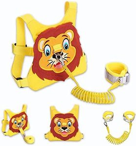 Toddlers Leash + Anti Lost Wrist Link Child Kids Safety Harness Kids Walking Wristband Assistant Strap Belt for Boys Pink Christmas Gift (Yellow)