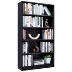 Farini Bookshelf 5 Shelf Bookcase with Adjustable Storage Shelves, Tall Bookshelves for Home Office,Black Walnut