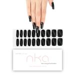 NKA Semi Cured Gel Nail Polish Strips -20 Gel Nail Stickers Wraps -UV LED Lamp Curing Strip -EBONY