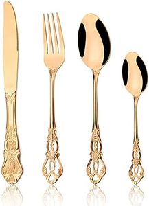 JANKNG Mirror Polished Copper Silverware Set, 24-Piece 18/10 Stainless Steel Rose Gold Flatware Set Service for 6, Kitchen Utensil Set, Tableware Cutlery Set for Home and Restaurant Dishwasher Safe