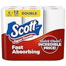 Scott Paper Towels, Choose-A-Sheet, 6 Double Rolls = 12 Regular Rolls (108 Sheets Per Roll)