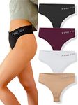 FINETOO 4 Pack High Waisted Thongs for Women Tummy control Tangas Ladies Breathable Underwear Soft Stretchy Nylon Spandex No Side Seam Panties S-XL……