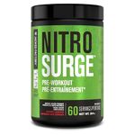 NITROSURGE Pre Workout Supplement - Endless Energy, Instant Strength Gains, Clear Focus, Intense Pumps - Nitric Oxide Booster & Preworkout Powder with Beta Alanine - 60 Servings, Cherry Limeade