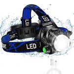AJB LED Rechargeable Headlamp, 150000LM Head Lamp Super Bright with 9 Modes & IPX6 Waterproof Zoomable Head Lights for Forehead, 90° Adjustable Headlamps for Camping Hiking Hunting Fishing Car Repair