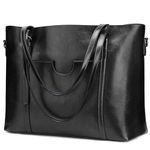 S-ZONE Women Genuine Leather Top Handle Satchel Daily Work Tote Shoulder Bag Large Capacity