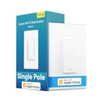 meross Smart Single Pole Light Switch, Neutral Wire Required, Compatible with Apple HomeKit, Alexa, Google Home and SmartThings, 2.4GHz Wi-Fi Required, Remote and Voice Control, 1 Pack