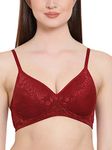 Clovia Women's Net Padded Wire Free Full Cup, Everyday Comfy Bra (BR1479P0934D_Red_34D)