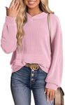 Dokotoo Womens Sweatshirt Ladies Fall Tops Hoodies Sweatshirts for Women Long Sleeve Hooded Pullover with Pockets Casual Basic Simple Shirts Tops Fall Outfits for Women Trendy 2024 Pink Medium