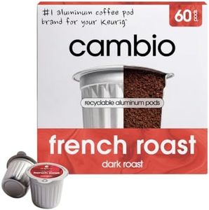 Cambio Roasters French Dark Roast Organic Coffee Pods - The Only Organic Recyclable Aluminum Coffee Pods, Small Batch Roasted, Keurig® Compatible, Toasty Flavor, Lower Acid, Lasting Freshness, 60 Count