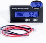 48v Battery Meter, 10-100v Golf Cart Battery Meter, Front Setting and Switch Key, DC 12V 24V 36V 48V 60V 72V 84V Battery Capacity Voltage Indicator Battery Gauge Acid and Lithium ion Battery Indicator