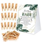 Don't Say Baby Game For Baby Shower Clothespin Game, One 5x7 Coated Paper Sign And 50 Natural Clothespins, Jungle Theme, Gender Neutral -NDSBB36