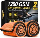 SMINDER 2-Pack 1200 GSM Car Drying Towels – Microfiber Towels for Cars (36" x 24"), Ultra-Absorbent, Streak-Free, Scratch-Free, No Water Spots, Double-Twist Pile & Edgeless Design(Orange)