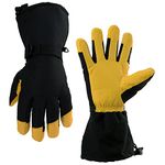 Winter Ski Gloves for Men Women - Waterproof & Windproof Thermal Long Snow Gloves for Snowmobile Driving Yellow Large