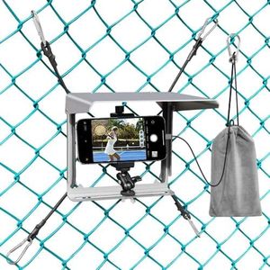 BUMOVE Phone Fence Mount with Shade, Fence Phones Holder for iPhone, Mevo Start, GoPro and Other Action Cameras, Perfect for Recording Baseball, Softball and Tennis Games (Silver with Bag)
