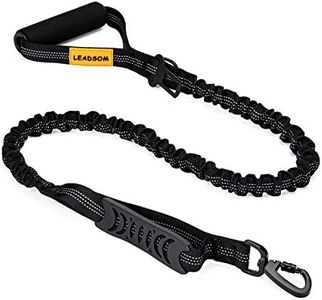 LEADSOM 6FT Highly Reflective Heavy Duty Elastic Bungee Medium and Large Dog Leash Shock Absorbing with Comfortable Padded Handle and Traffic Handle Suitable for Training