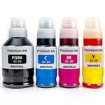 Compatible Refill Ink GI-20 Replacement for Canon GI-20 GI20 Ink Bottles Kit for Canon PIXMA G5020 G6020 G7020 MegaTank Printers (4-Pack, Black Cyan Magenta Yellow)