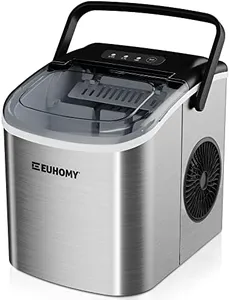EUHOMY Ice Maker Machine Countertop with Handle, 26lbs/24H, 9 Bullet Ice Cubes Ready in 6 Mins, Auto-Cleaning, Portable Ice Maker with Basket and Scoop, for Home/Kitchen/Camping/RV. (Silver)